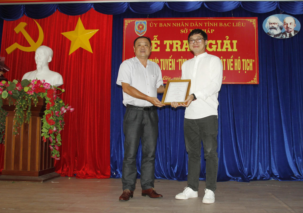 Bạc Liêu: Trao giải Cuộc thi trực tuyến tìm hiểu pháp luật về Hộ tịch