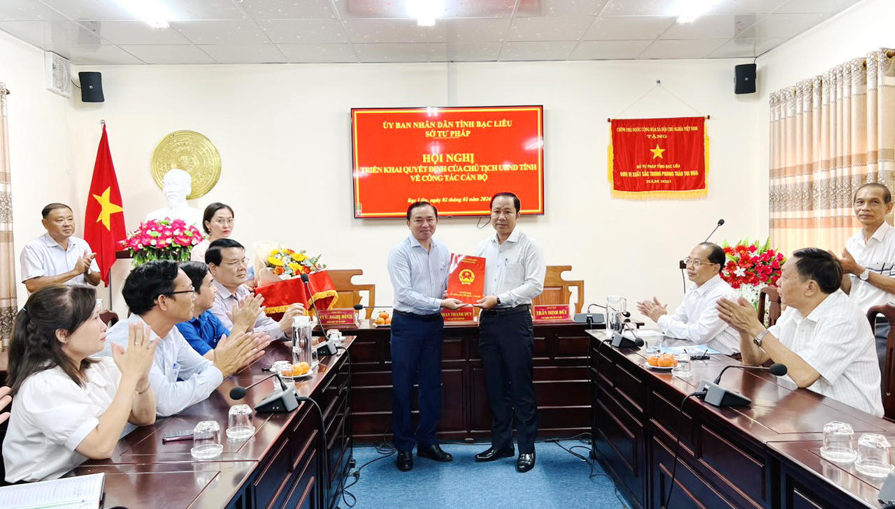 Ông Nguyễn Duy Tuấn giữ chức Phó Giám đốc Sở Tư pháp Bạc Liêu