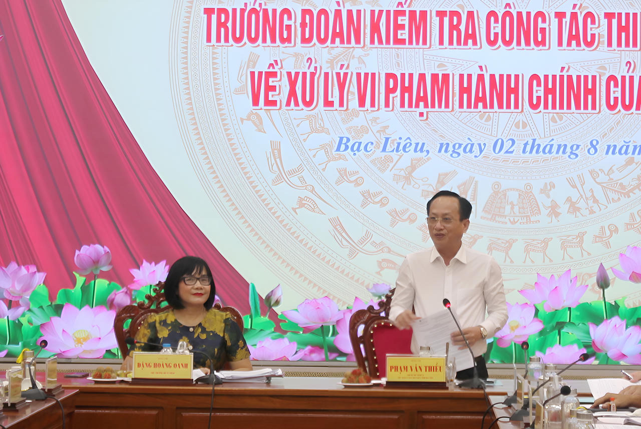 Thứ trưởng Đặng Hoàng Oanh kiểm tra công tác thi hành pháp luật về xử lý vi phạm hành chính tại Bạc Liêu
