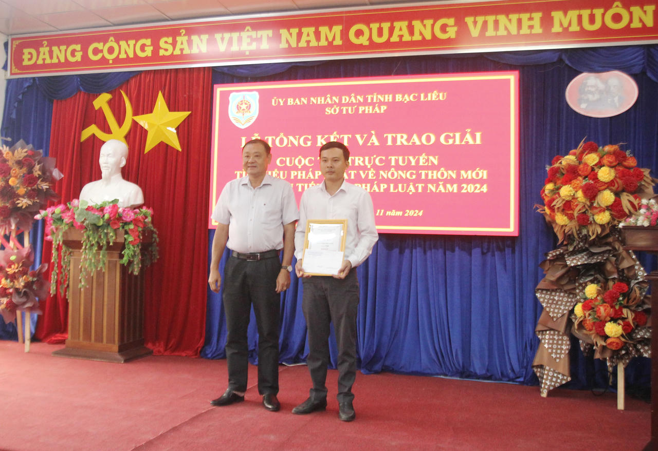 Bạc Liêu: Trao giải cuộc thi trực tuyến “Tìm hiểu pháp luật về nông thôn mới và chuẩn tiếp cận pháp luật”