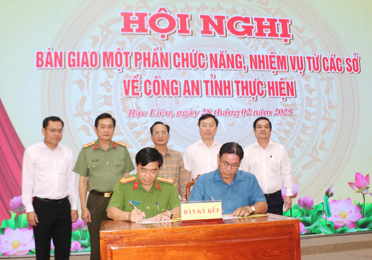 Công an tỉnh Bạc Liêu tiếp nhận nhiệm vụ, công tác quản lý Nhà nước từ các Sở
