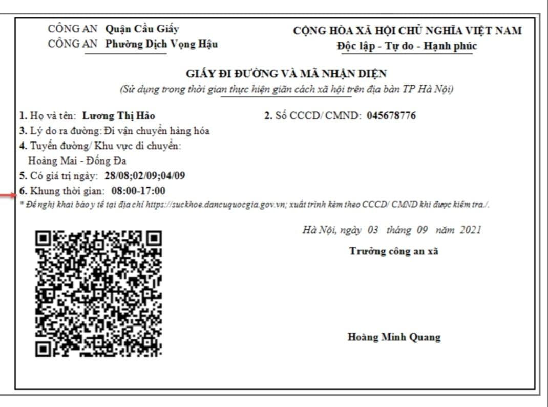 Công an Hà Nội công bố mẫu giấy đi đường và thẻ đi chợ có nhận diện