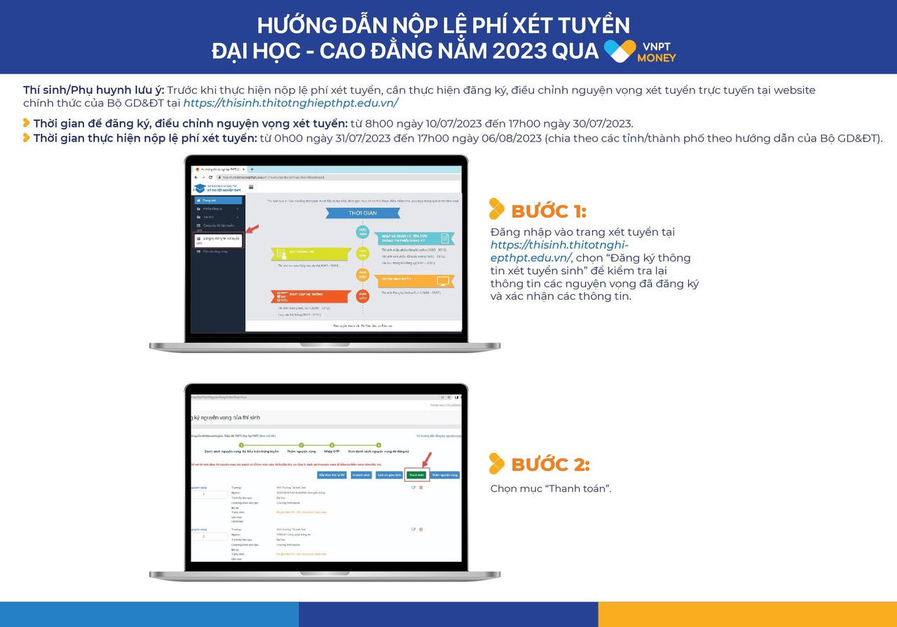 Thanh toán lệ phí xét tuyển đại học bằng cách quét mã VietQR với VNPT Money