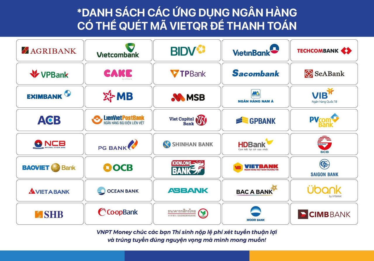 Thanh toán lệ phí xét tuyển đại học bằng cách quét mã VietQR với VNPT Money