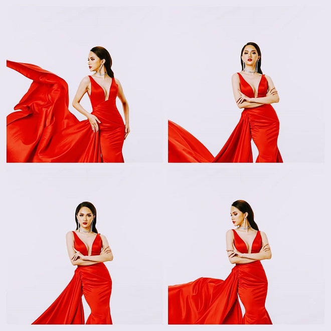 Trang phục quyến rũ giúp Hương Giang tỏa sáng tại Hoa hậu Chuyển giới Quốc tế 2018