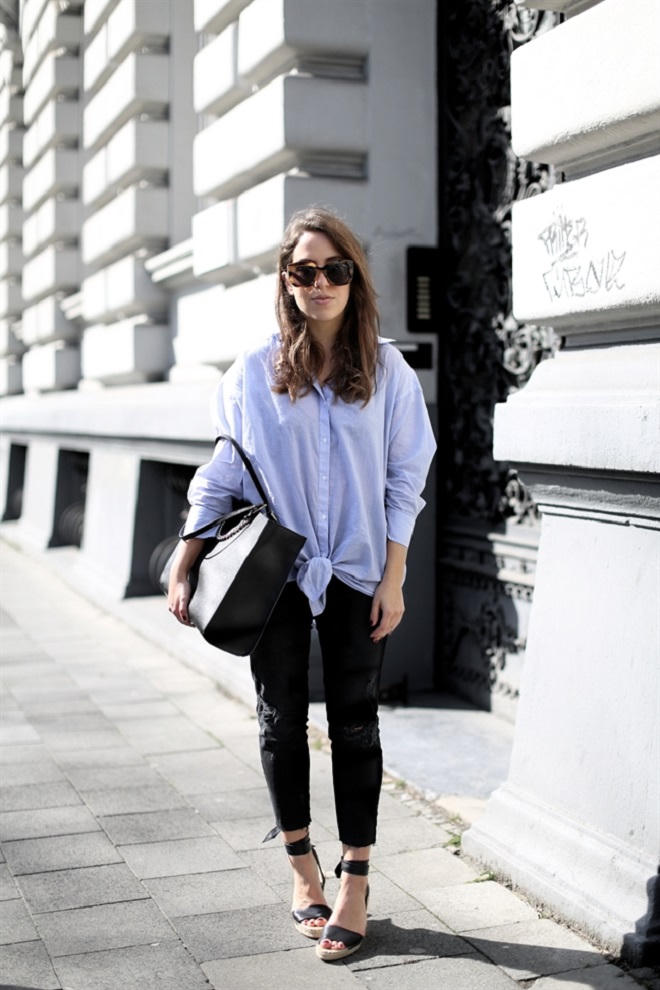 Cách phối áo sơ mi trẻ trung ngày hè cho nàng công sở