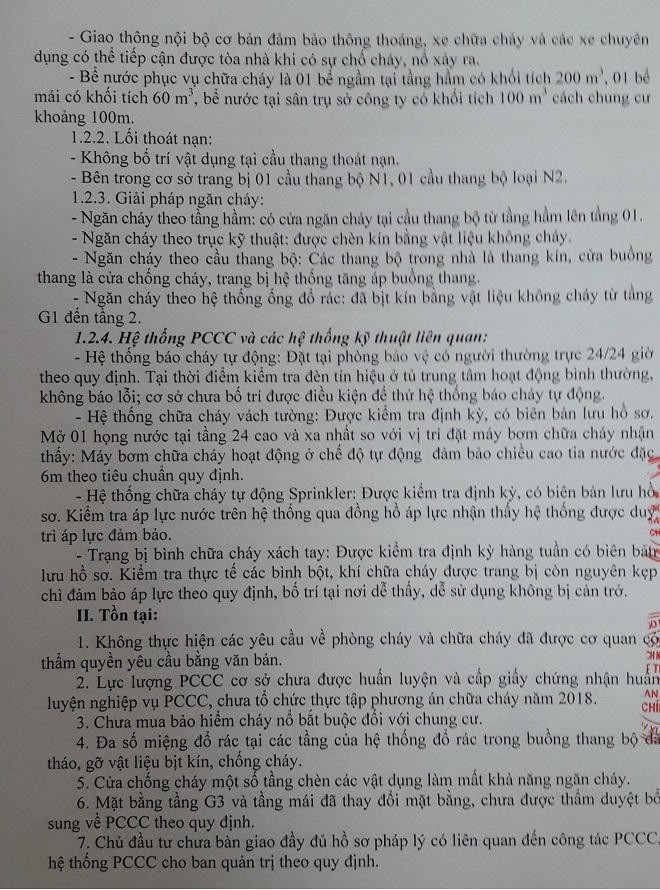 Chung cư 129 (Hà Nội): Nhiều hạng mục chưa được nghiệm thu phòng cháy, cư dân bất an