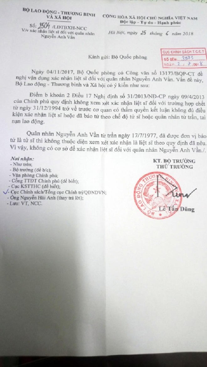 Quân nhân tử nạn trên đường đi tuyển quân: 40 năm vẫn chưa được công nhận liệt sĩ