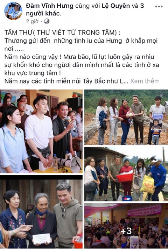 Ca sỹ Đàm Vĩnh Hưng phát động ủng hộ người dân bị thiên tai