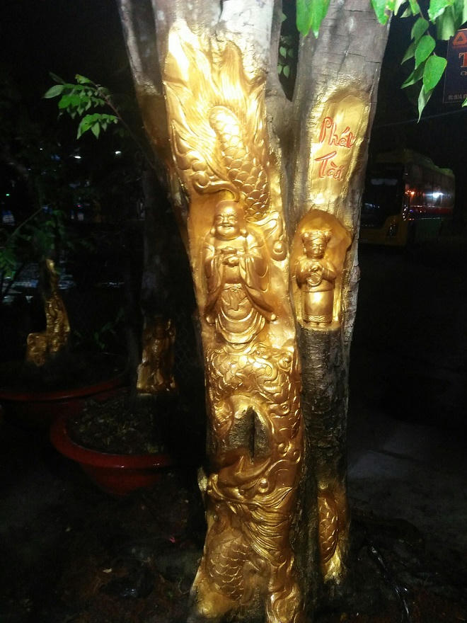 Thú chơi mới tạc tượng trên thân cây kiểng