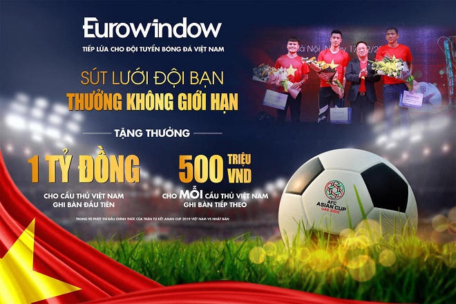 Eurowindow treo thưởng tiền tỷ cho các cầu thủ ghi bàn trận tứ kết Asian cup 2019