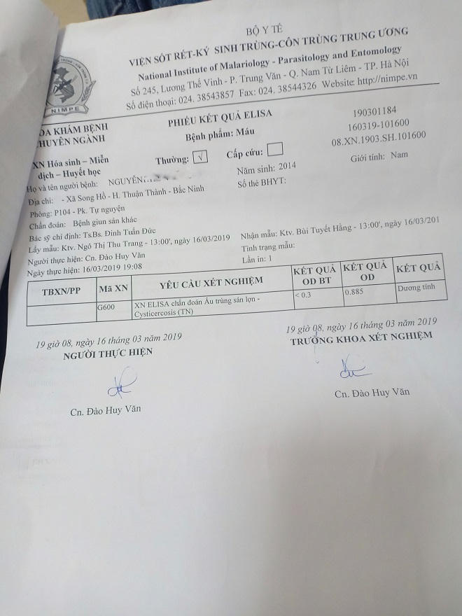 Dương tính với sán lợn mà bác sỹ chỉ kê giấy hẹn có đáng lo?