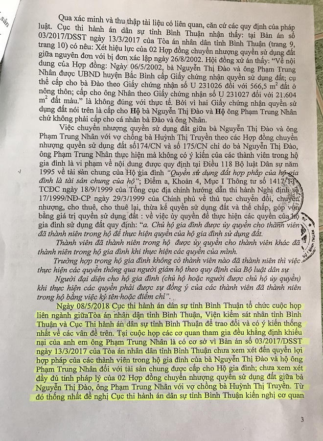 Tiếp vụ tranh chấp QSDĐ ở Bình Thuận: Cấp dưới nhận sai, cấp trên không cho phép?