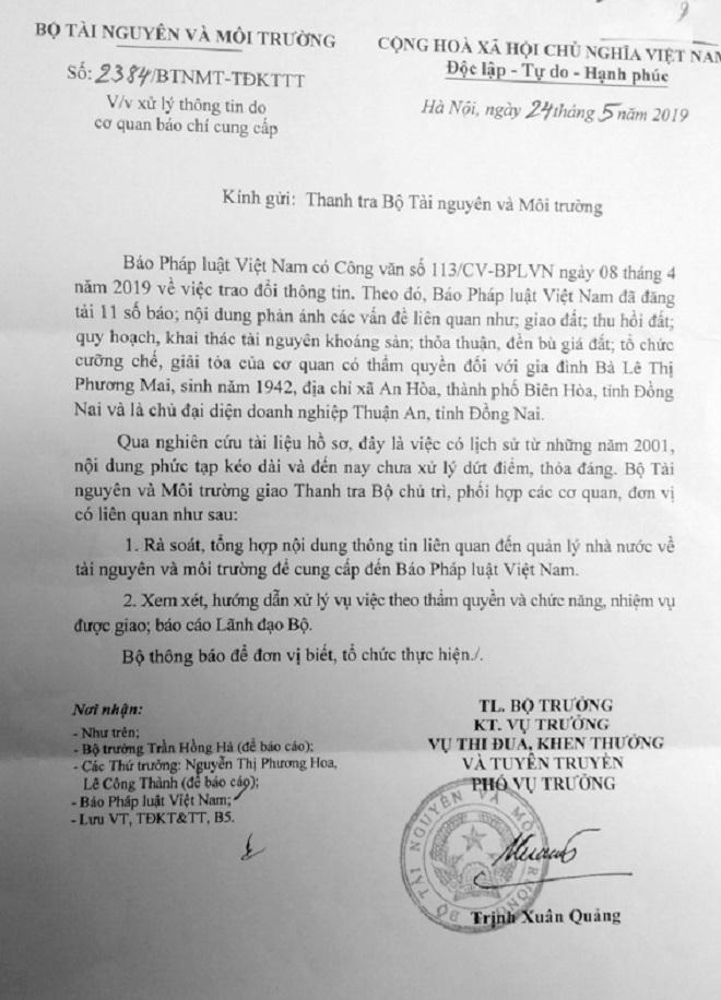 Bộ TN&MT vào cuộc vụ “chính quyền bức tử doanh nghiệp” tại Đồng Nai: Chỉ rõ sai phạm “sự việc chưa xử lý dứt điểm, thỏa đáng”