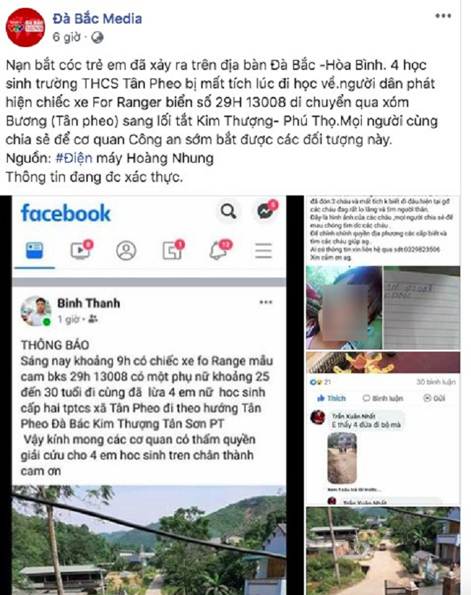 Thực hư thông tin 4 bé gái bị bắt cóc ở Hòa Bình