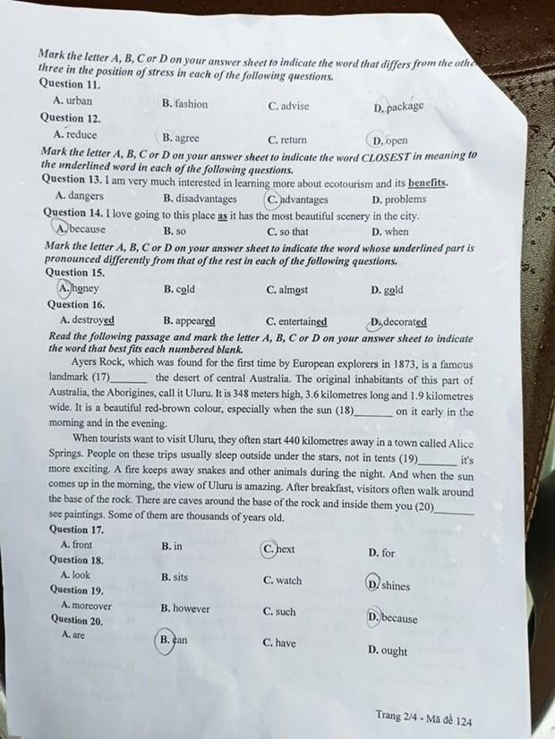 Thi vào lớp 10 Hà Nội: Gợi ý đáp án môn Tiếng Anh