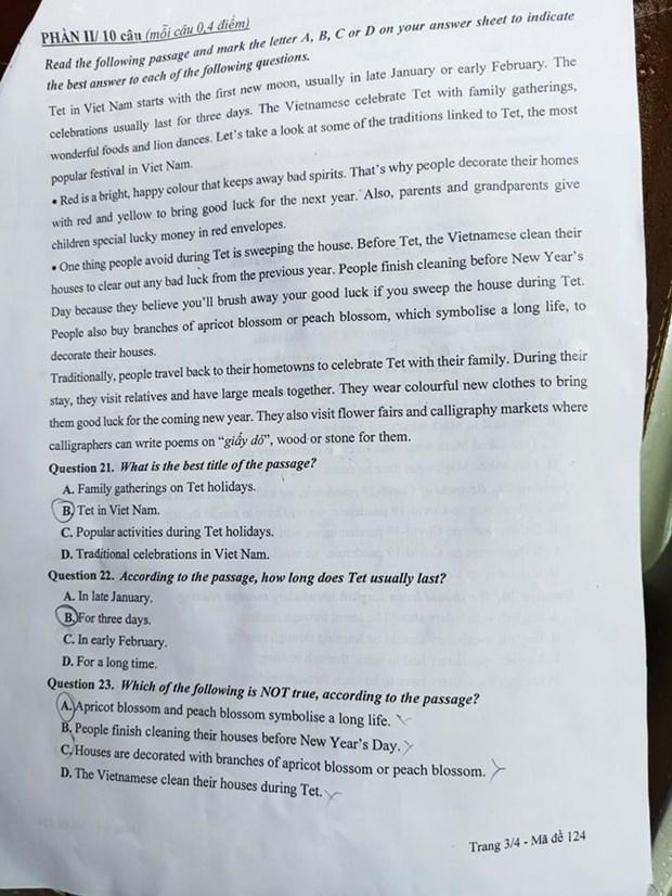 Thi vào lớp 10 Hà Nội: Gợi ý đáp án môn Tiếng Anh