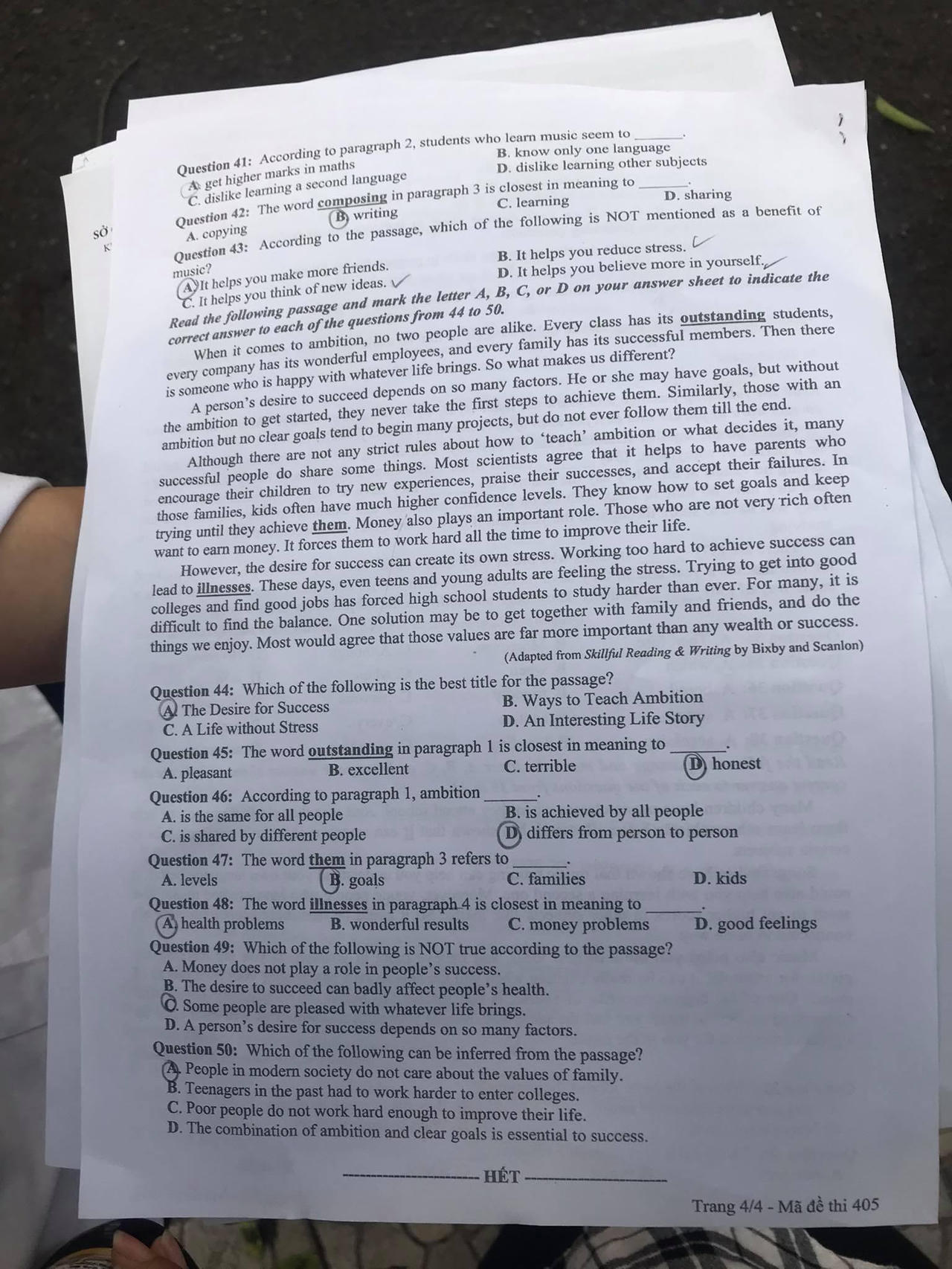 Gợi ý đáp án môn Tiếng Anh tốt nghiệp THPT 2021