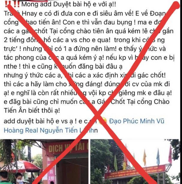 Đưa tin sai sự thật về chốt kiểm dịch, người phụ nữ bị phạt 10 triệu đồng