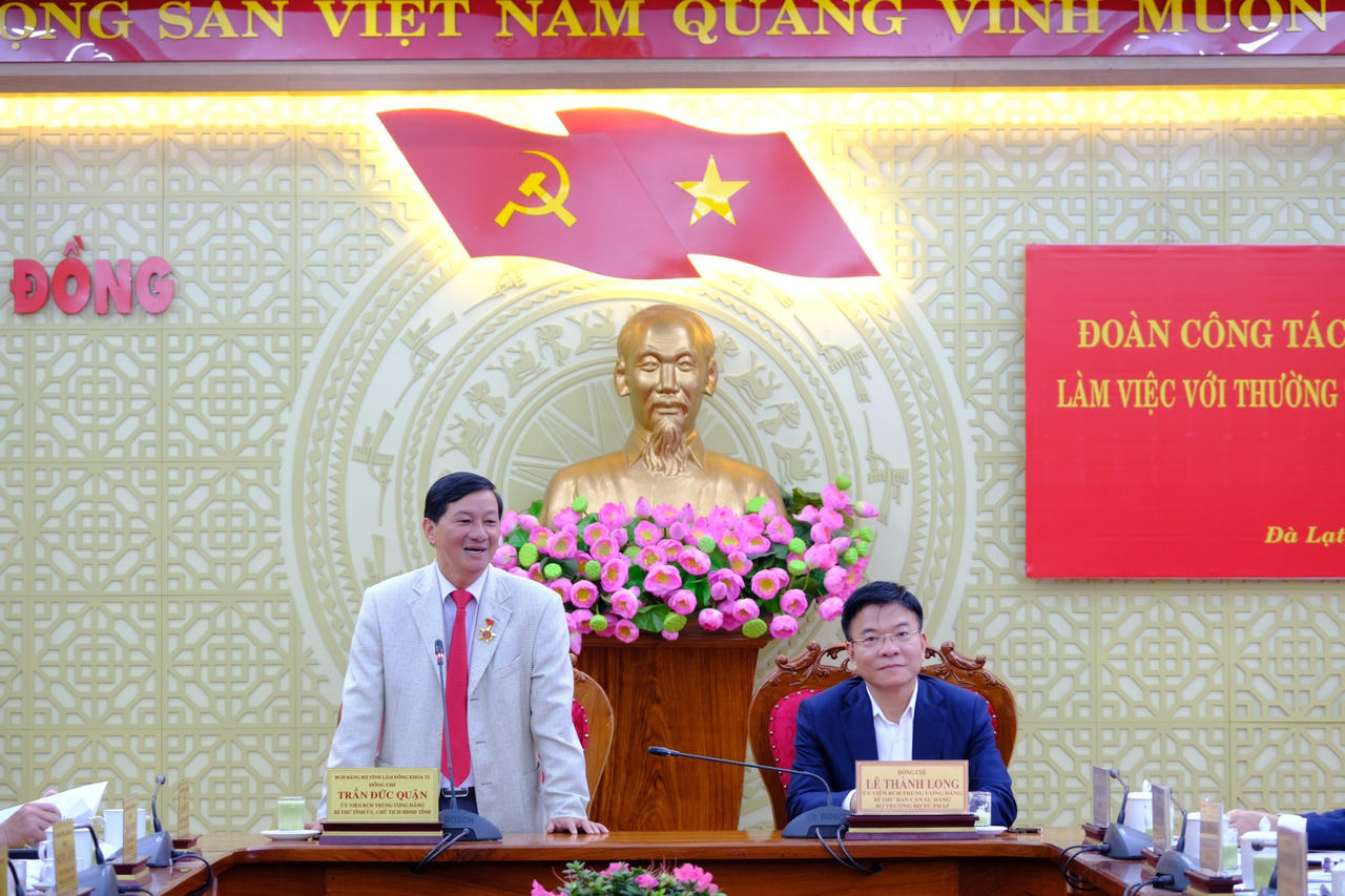 Bộ trưởng Lê Thành Long làm việc với Thường trực Tỉnh ủy Lâm Đồng