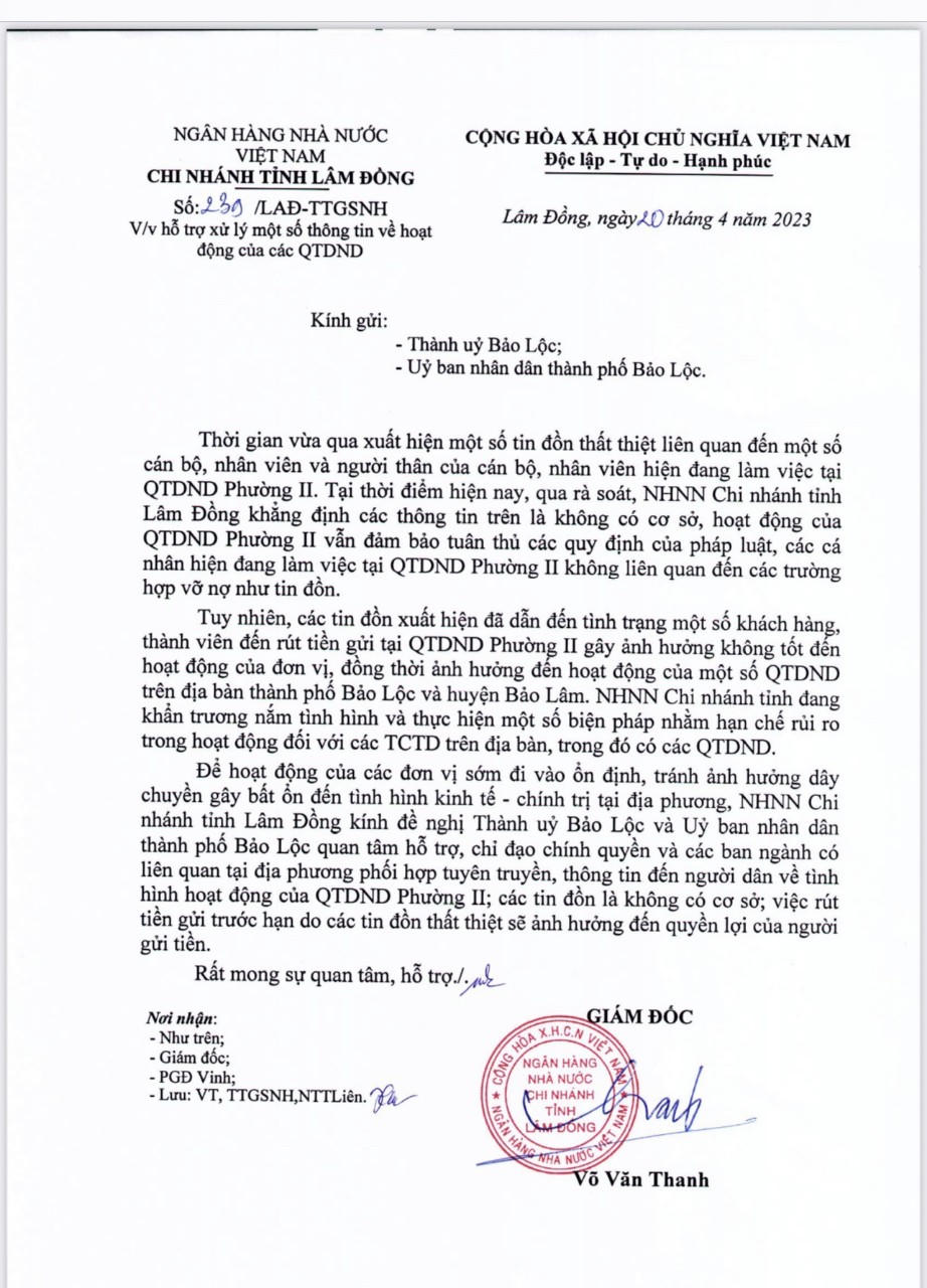 Tin đồn Giám đốc quỹ tín dụng ở Lâm Đồng vỡ nợ bỏ trốn là thất thiệt