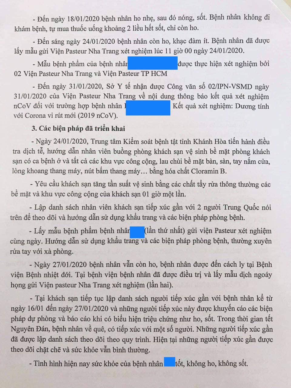 Lễ tân ở Khánhh Hòa bị nhiễm virus Corona khi tiếp xúc với cha con người Vũ Hán