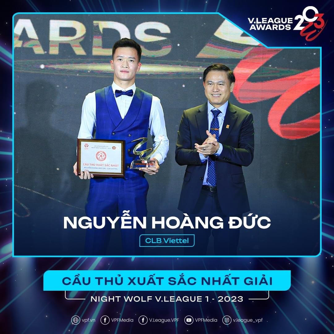 Hoàng Đức nhận giải thưởng lớn tại V.League 2023