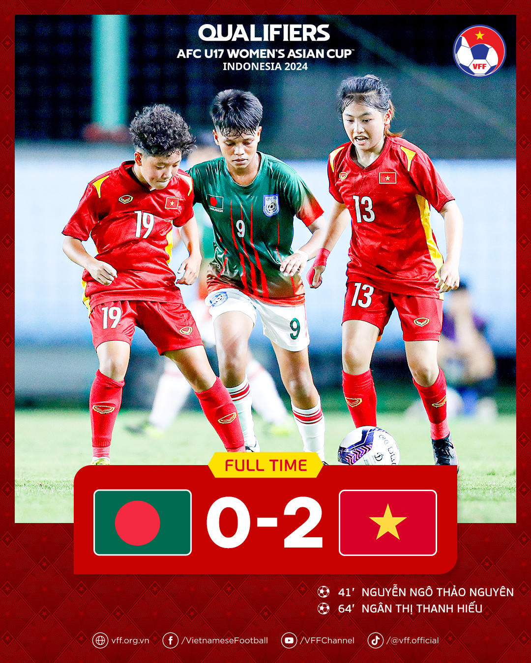 U17 nữ Việt Nam thắng nhẹ nhàng U17 nữ Bangladesh