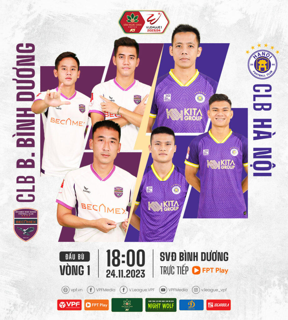 Trận đấu bù vòng 1 V.League:Becamex Bình Dương và Hà Nội