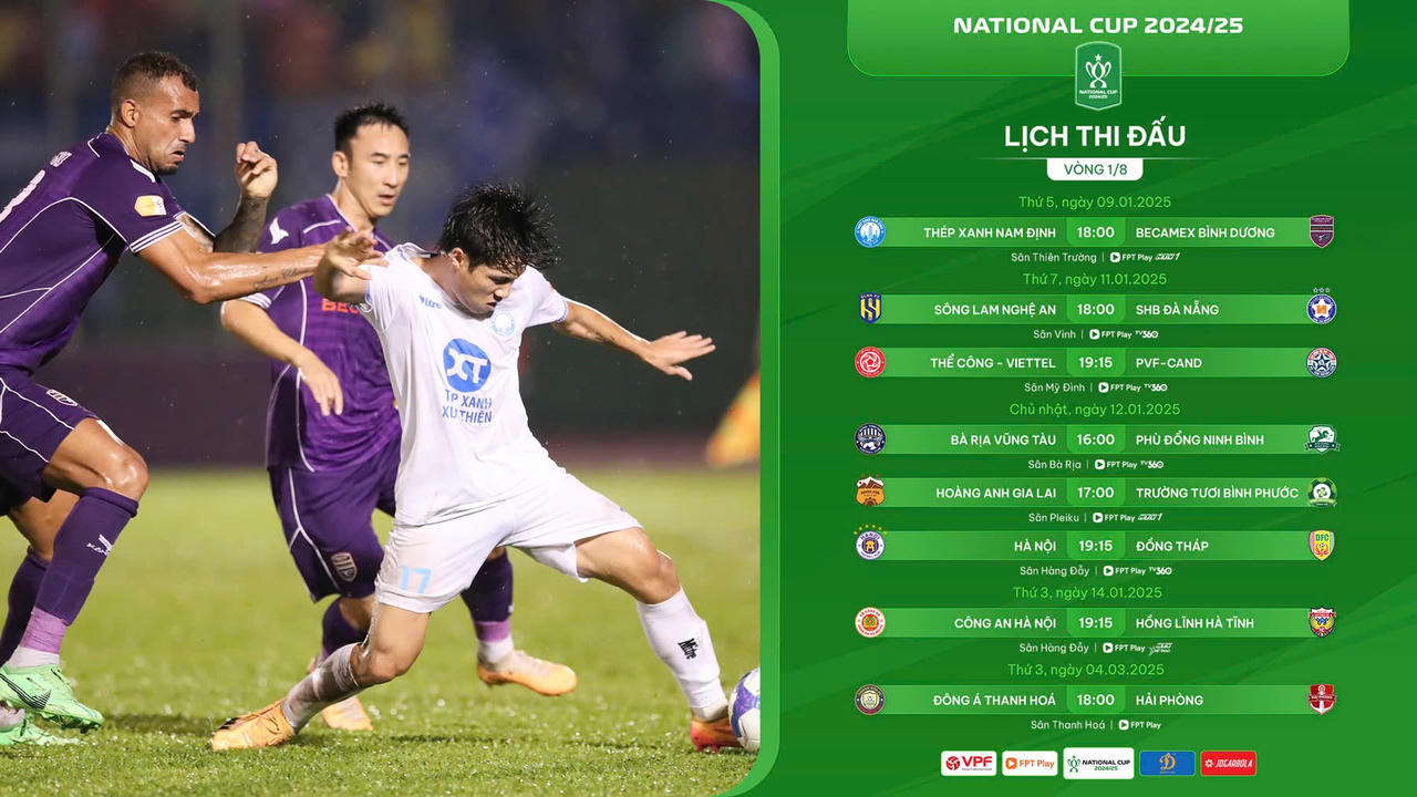 Chiều nay bắt đầu các trận đấu Vòng 1/8 Cúp Quốc gia 
