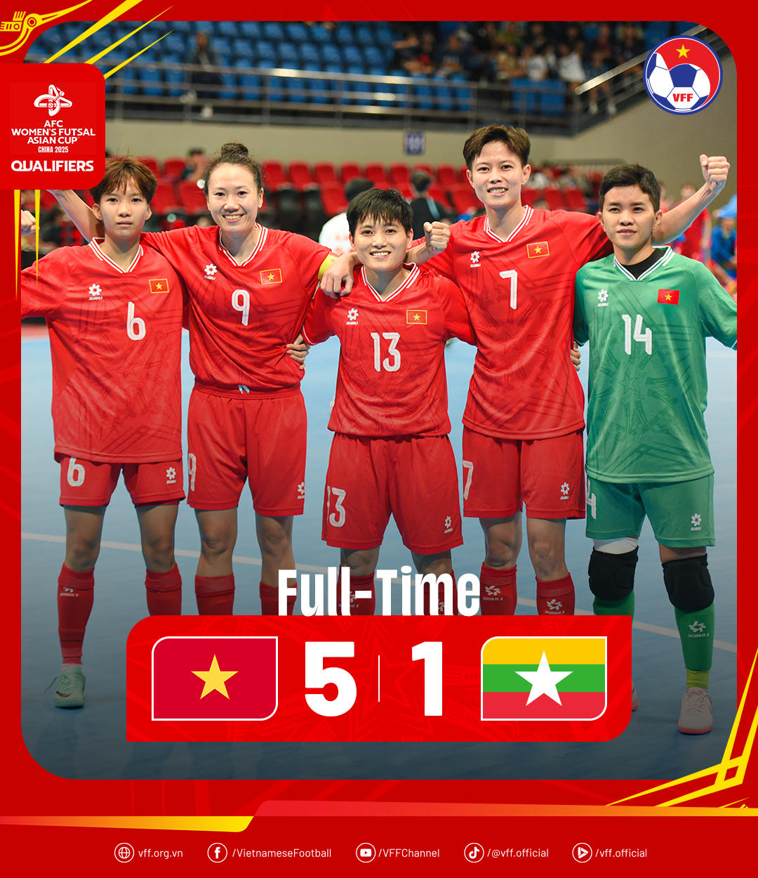 Futsal Nữ Việt Nam thắng Myanmar 5-1