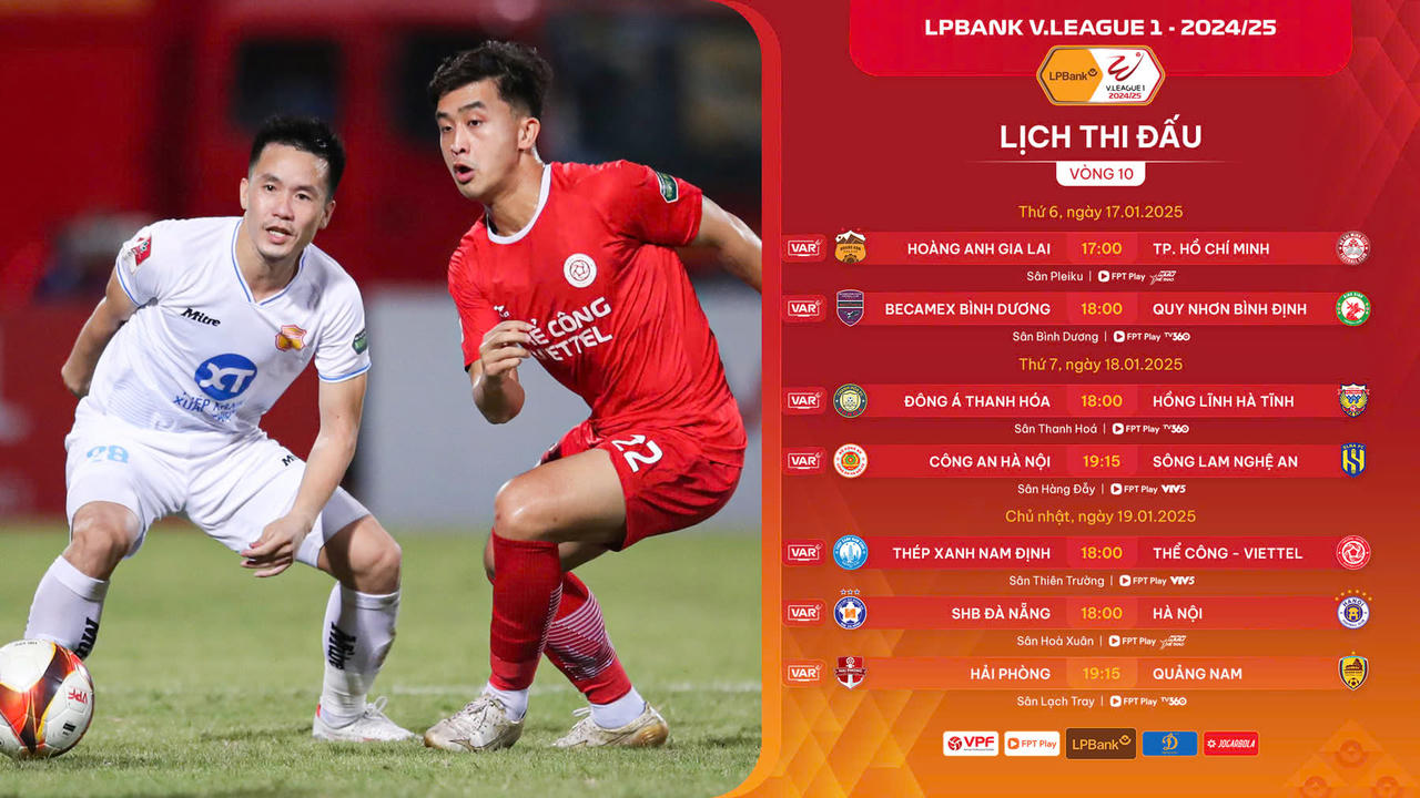 Vòng 10 V.League 2024/25: Hoàng Anh Gia Lai có điểm?