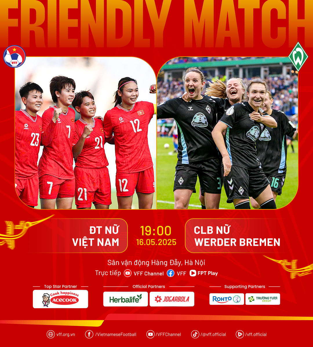 Mở cửa tự do cho khán giả xem đội tuyển nữ đá giao hữu với CLB nữ Werder Bremen