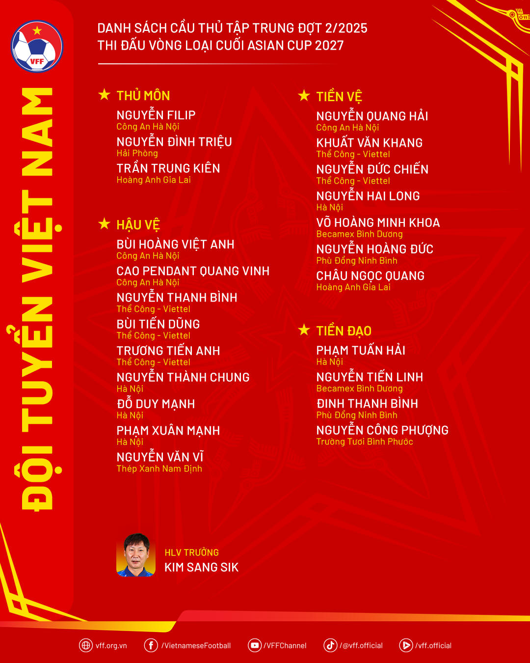 Pendant Quang Vinh lên đội tuyển Việt Nam