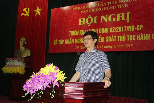 Nghệ An tổ chức tập huấn nghiệp vụ kiểm soát thủ tục hành chính