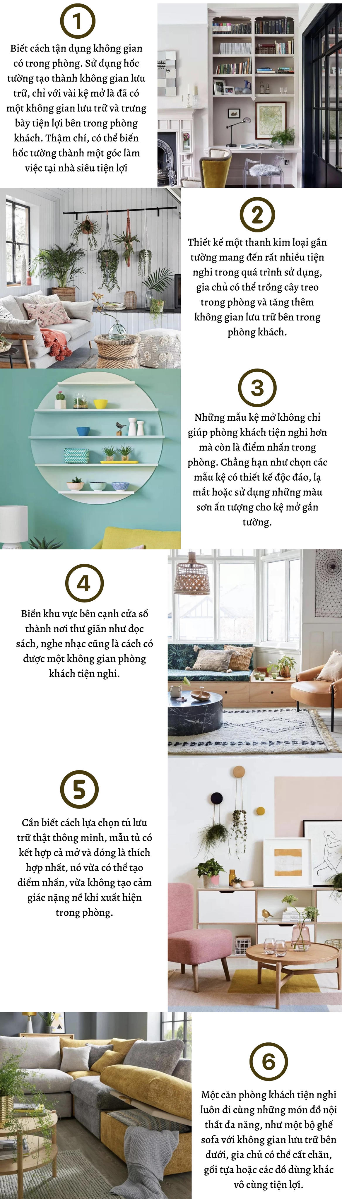 Gợi ý 6 ý tưởng lưu trữ thông minh cho phòng khách tiện nghi hơn 