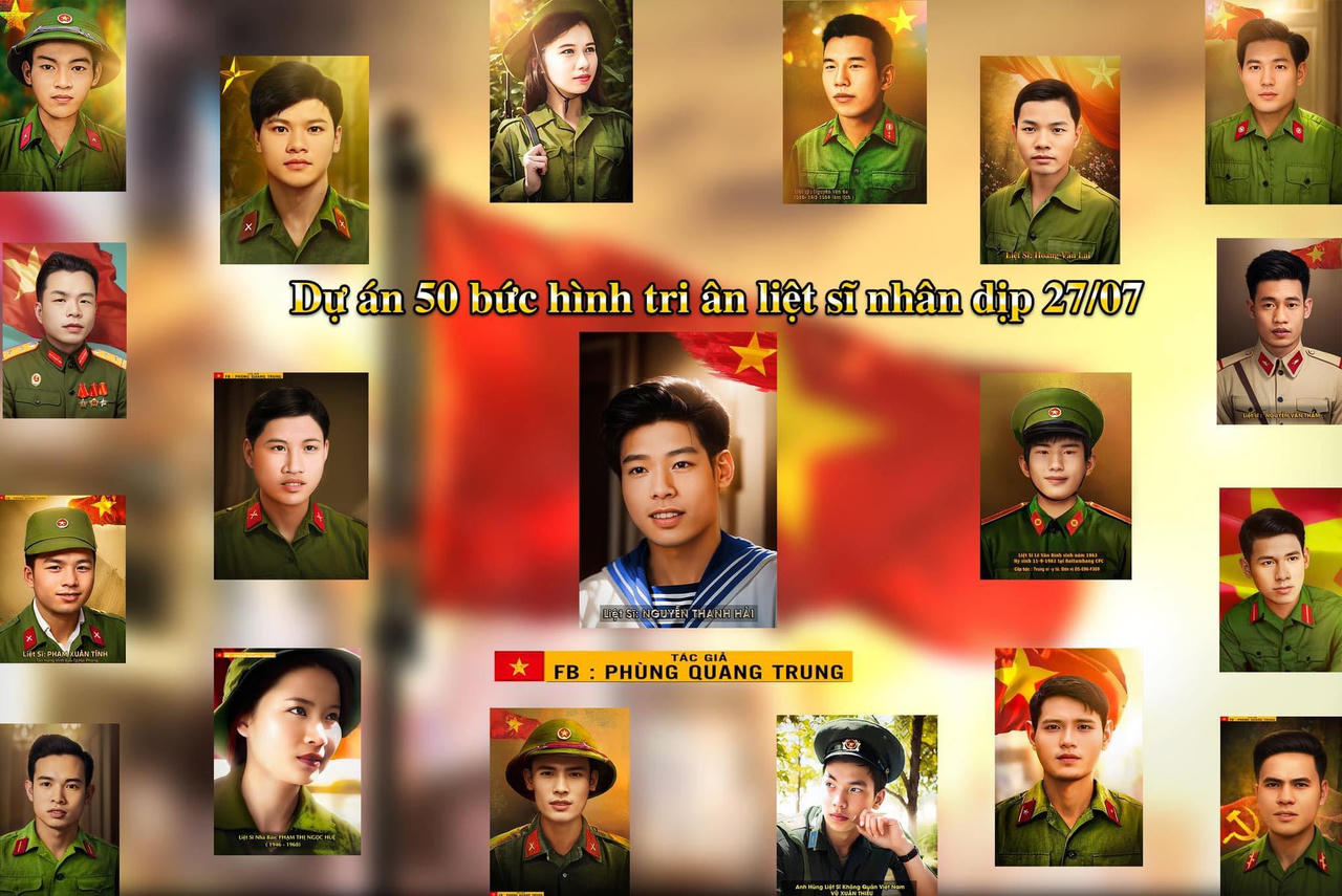 Nhóm người trẻ phục dựng 50 bức ảnh liệt sĩ vào dịp 27/7 