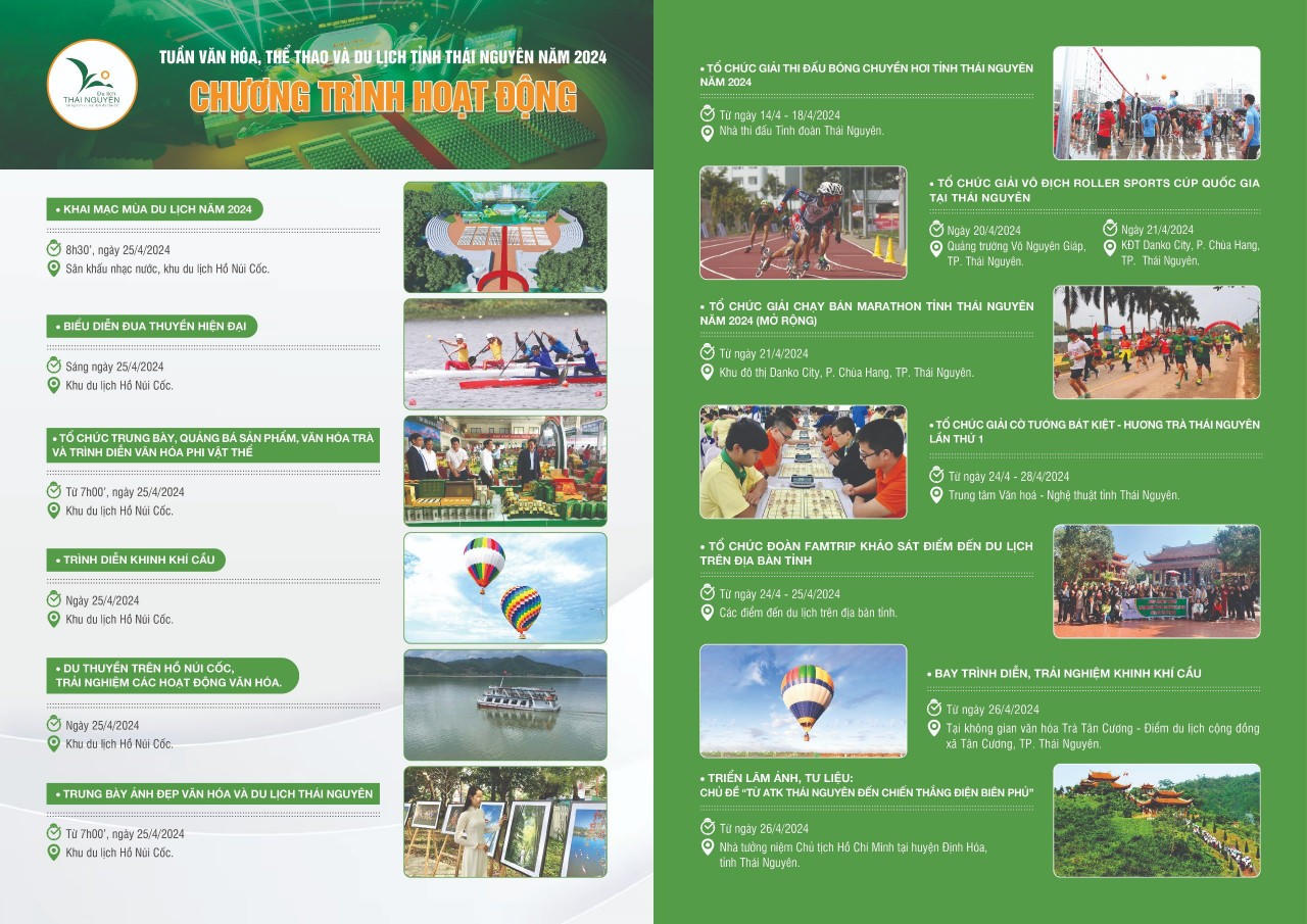  Mùa du lịch Thái Nguyên năm 2024 - “Từ trải nghiệm tới trái tim” 