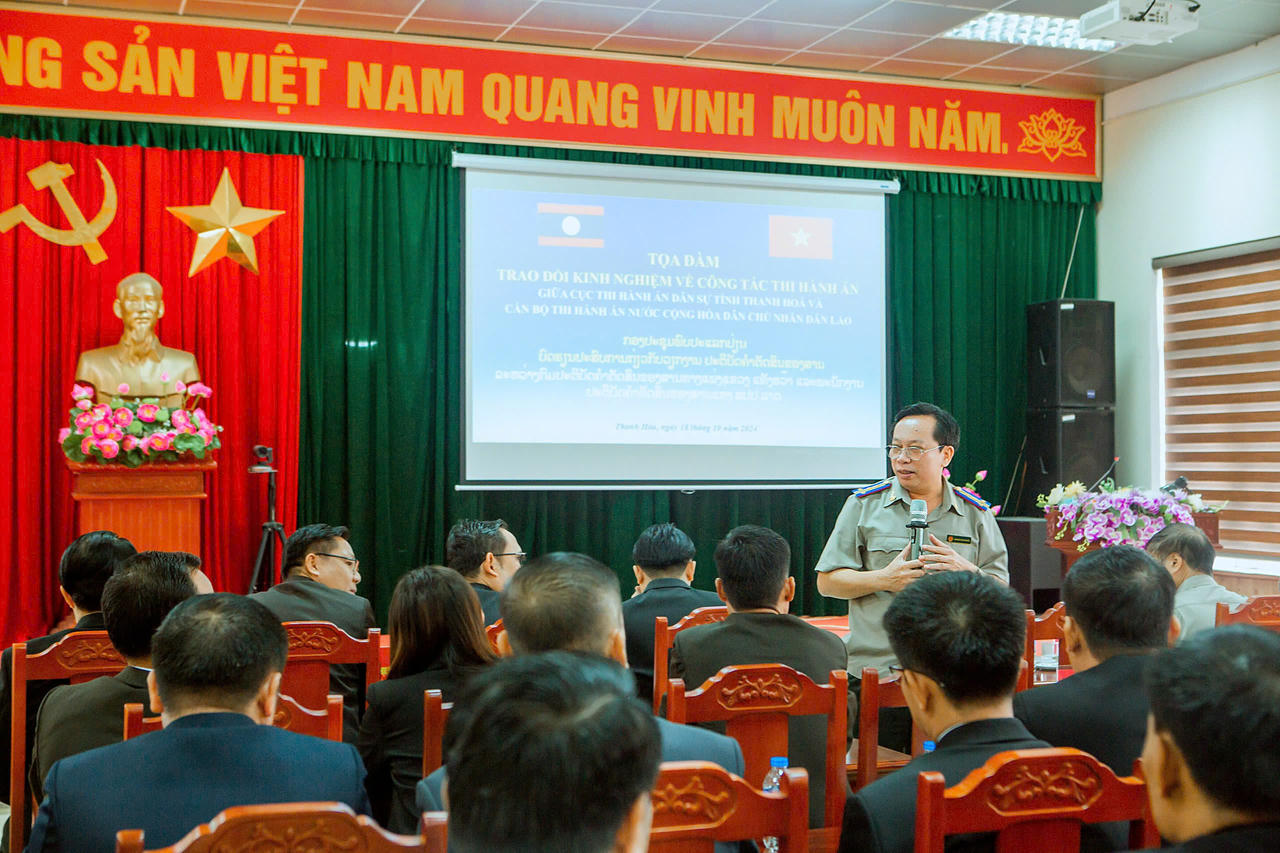 Cục Thi hành án dân sự Thanh Hoá trao đổi kinh nghiệm với cán bộ thi hành án nước Cộng hoà Dân chủ Nhân dân Lào 