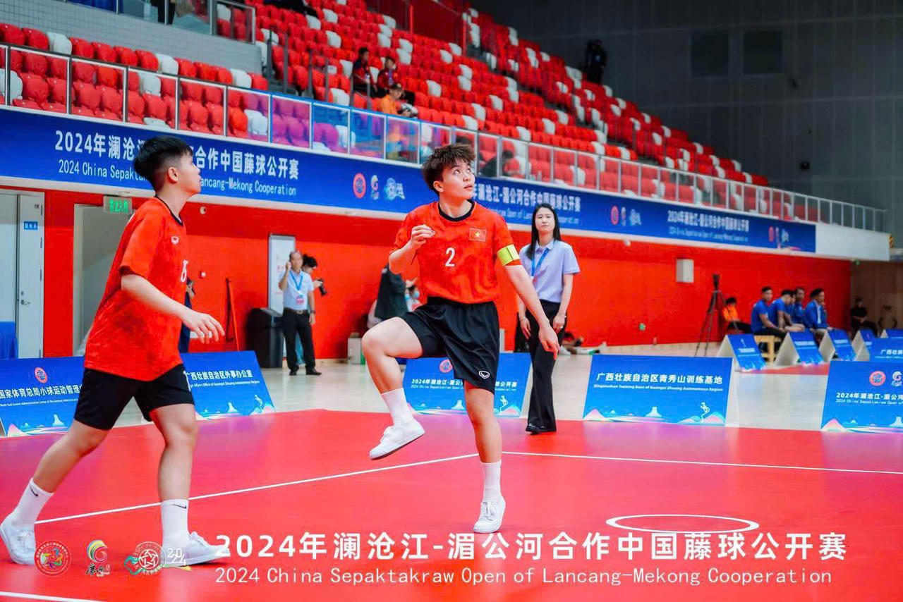 Cầu mây Việt Nam tỏa sáng rực rỡ tại Giải Sepaktakraw Trung Quốc mở rộng 2024