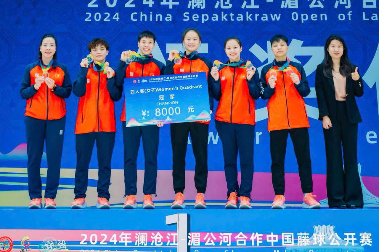 Cầu mây Việt Nam tỏa sáng rực rỡ tại Giải Sepaktakraw Trung Quốc mở rộng 2024