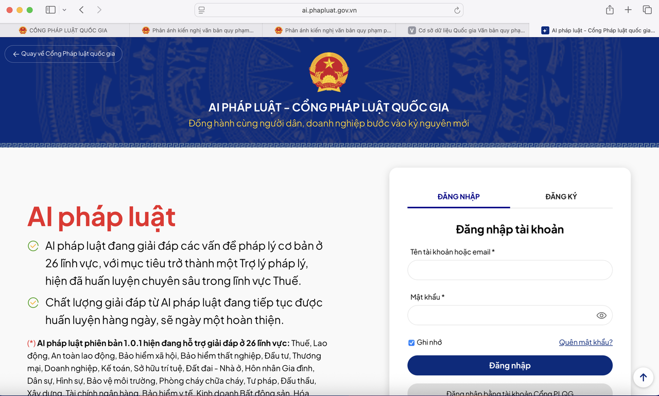 Hướng dẫn sử dụng Cổng Pháp luật quốc gia