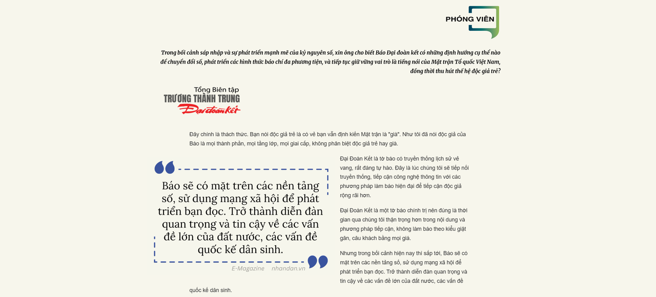 Sinh mệnh của Báo Đại đoàn kết chính là tinh thần đại đoàn kết