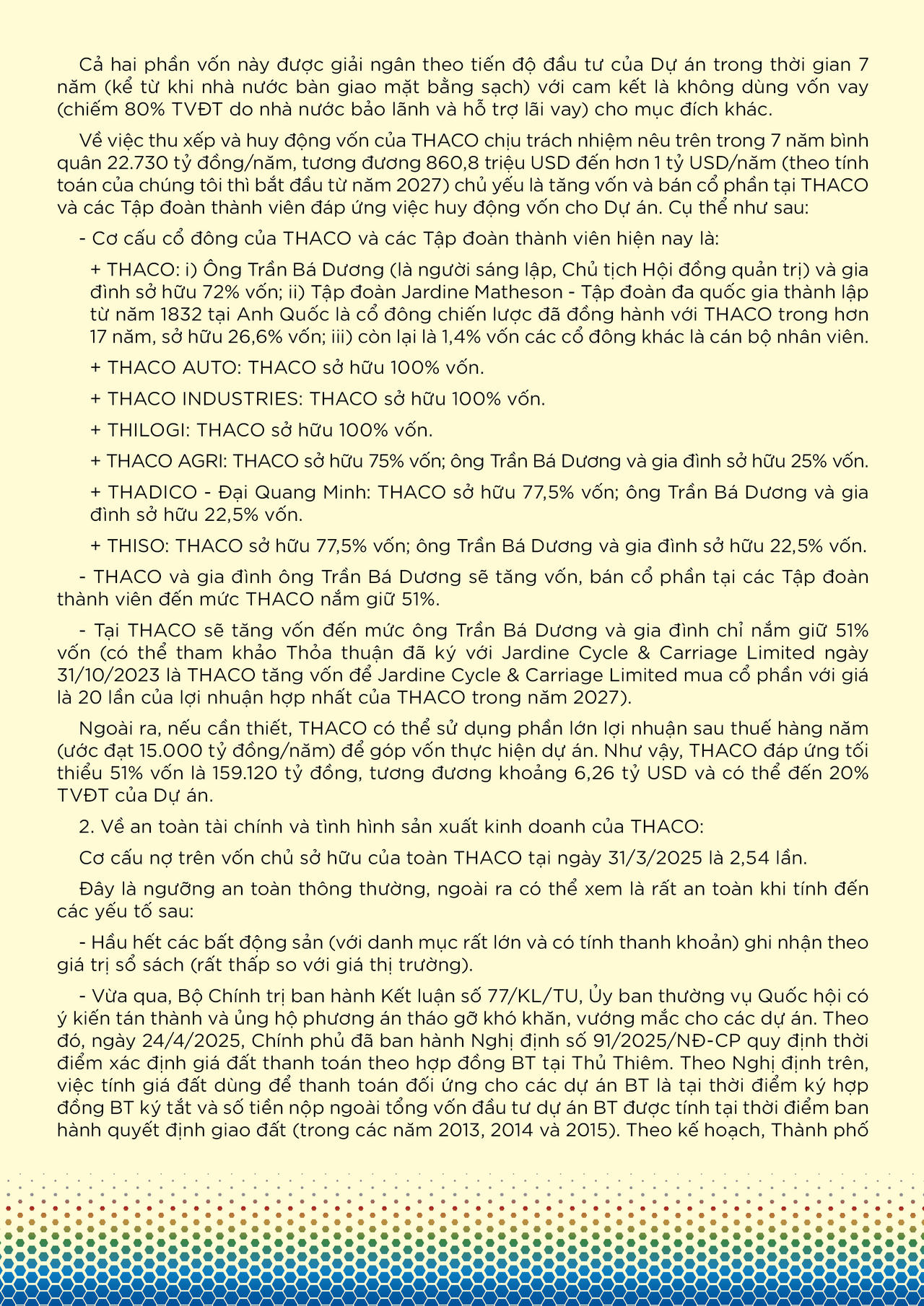 Thư của Chủ tịch Trần Bá Dương về việc THACO đề xuất đầu tư Dự án Đường sắt tốc độ cao Bắc – Nam