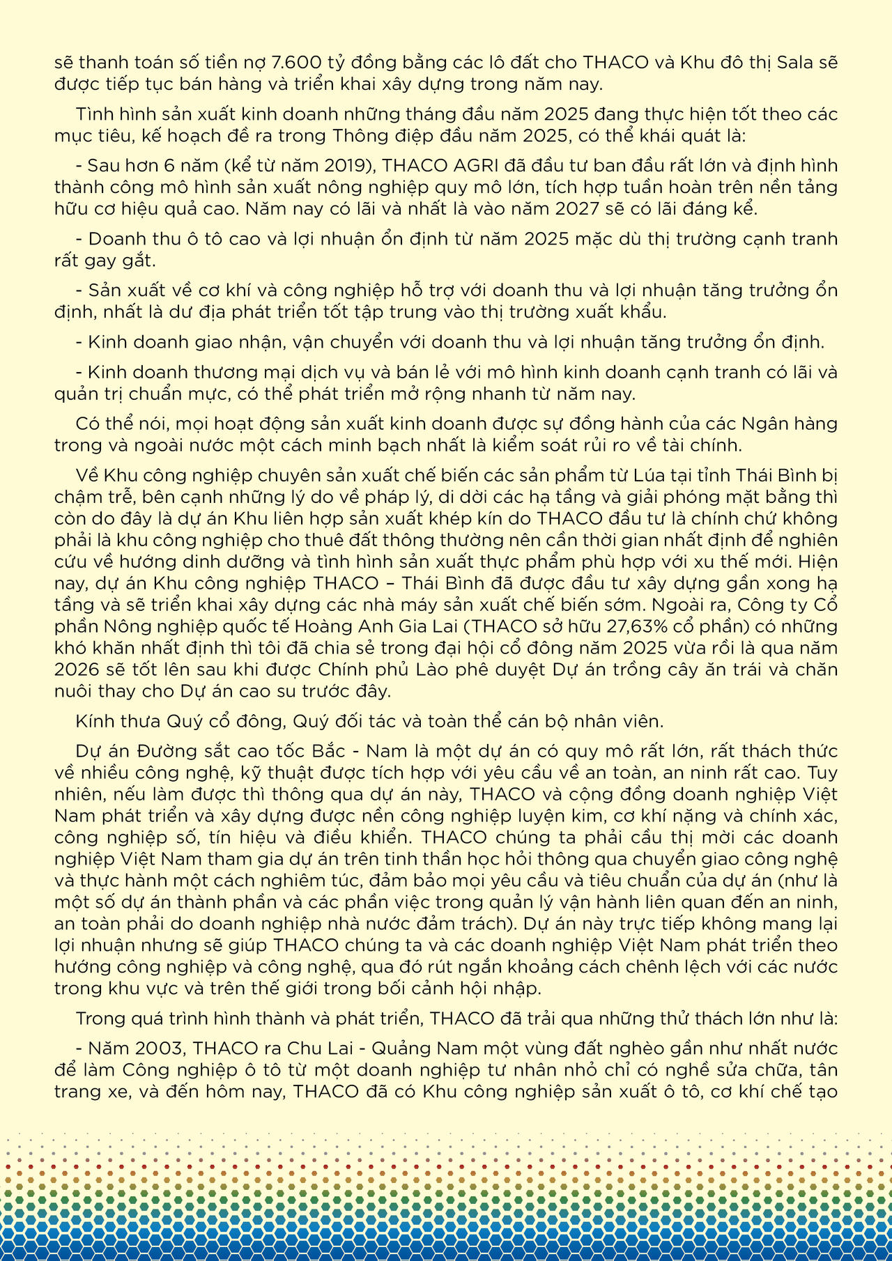 Thư của Chủ tịch Trần Bá Dương về việc THACO đề xuất đầu tư Dự án Đường sắt tốc độ cao Bắc – Nam