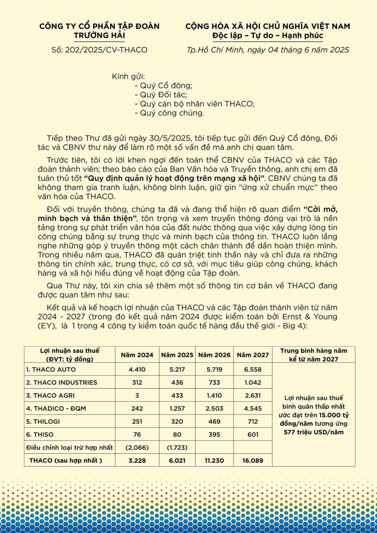 THACO khẳng định sự minh bạch và văn hóa ứng xử trên các phương tiện truyền thông 