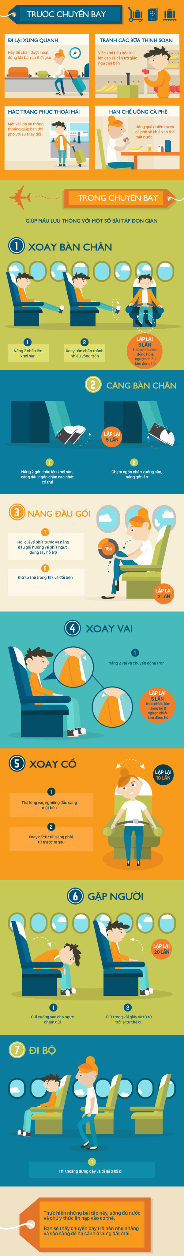[Infographic] 7 bài tập thư giãn ngay trên máy bay 