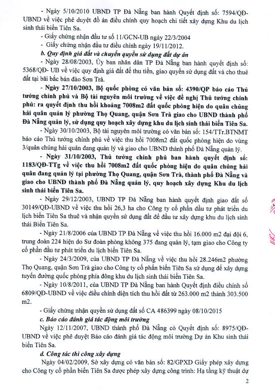 Công bố những thông tin chưa từng biết ở dự án Khu du lịch Biển Tiên Sa