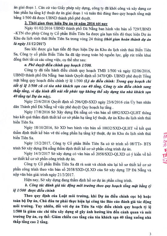 Công bố những thông tin chưa từng biết ở dự án Khu du lịch Biển Tiên Sa