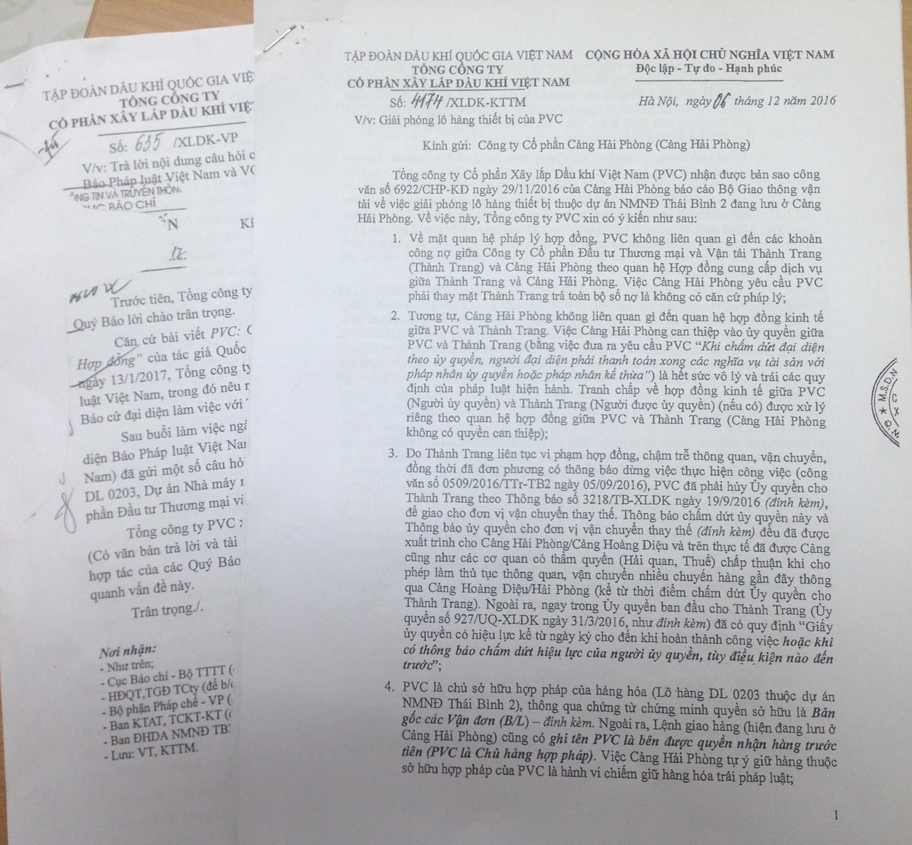 PVC lên tiếng về cáo buộc né tránh nghĩa vụ thanh toán theo hợp đồng